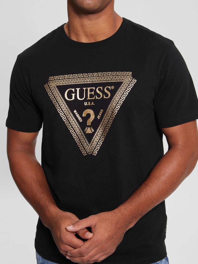 Guess jet black kjede logo t-skjorte kulsvart menn F0LJ8010745