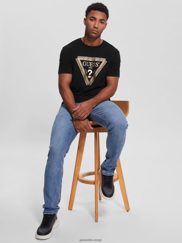 Guess jet black kjede logo t-skjorte kulsvart menn F0LJ8010745