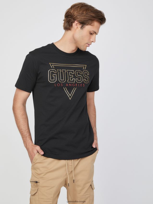 Guess jet black øko lin logo t-skjorte kulsvart menn F0LJ808356