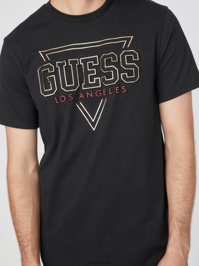 Guess jet black øko lin logo t-skjorte kulsvart menn F0LJ808356