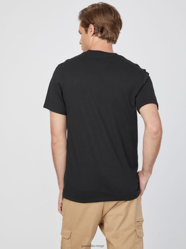 Guess jet black øko lin logo t-skjorte kulsvart menn F0LJ808356