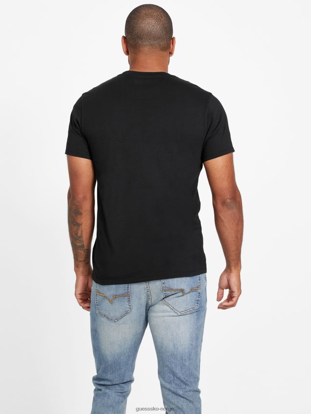 Guess jet black kwes logo crewneck t-skjorte kulsvart menn F0LJ808022
