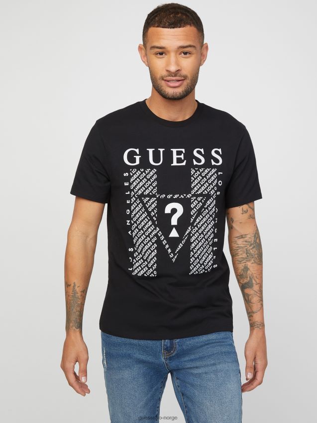 Guess jet black kwes logo t-skjorte kulsvart menn F0LJ808446