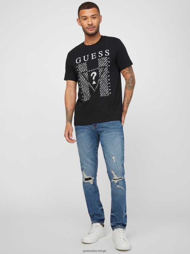 Guess jet black kwes logo t-skjorte kulsvart menn F0LJ808446