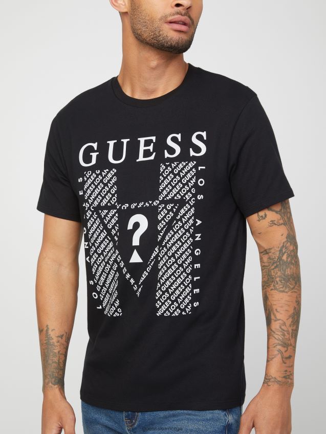 Guess jet black kwes logo t-skjorte kulsvart menn F0LJ808446