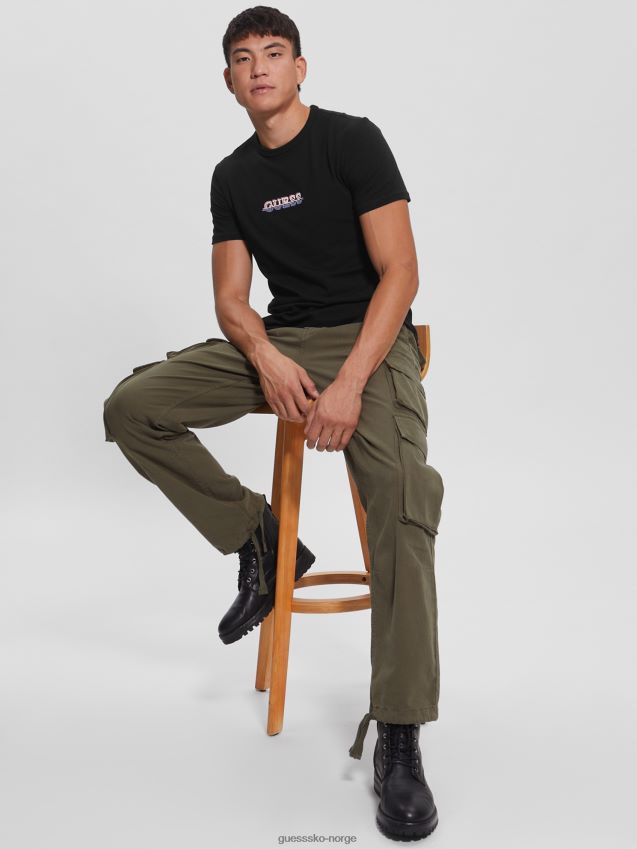 Guess jet black maksim logo t-skjorte kulsvart menn F0LJ8010394