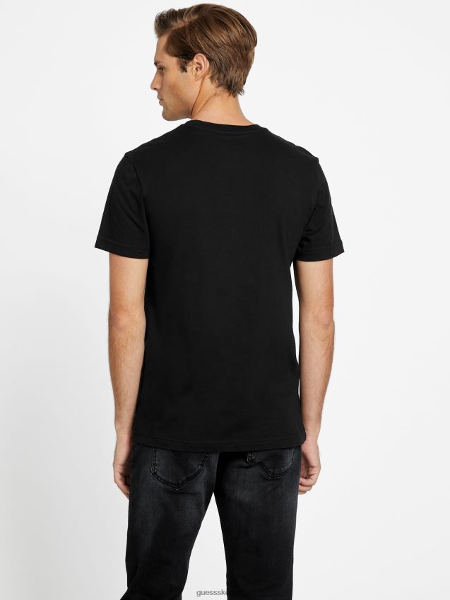 Guess jet black motzy logo crewneck t-skjorte kulsvart menn F0LJ808246