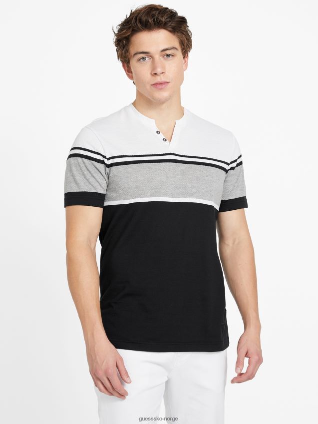 Guess jet black multi chucky stripete t-skjorte med slits jet black multi menn F0LJ808238