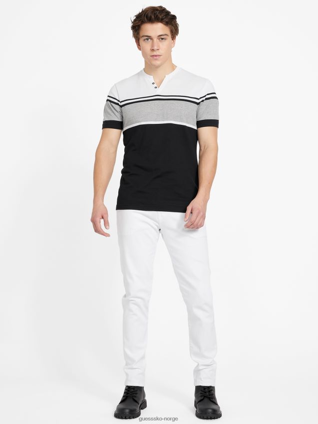 Guess jet black multi chucky stripete t-skjorte med slits jet black multi menn F0LJ808238