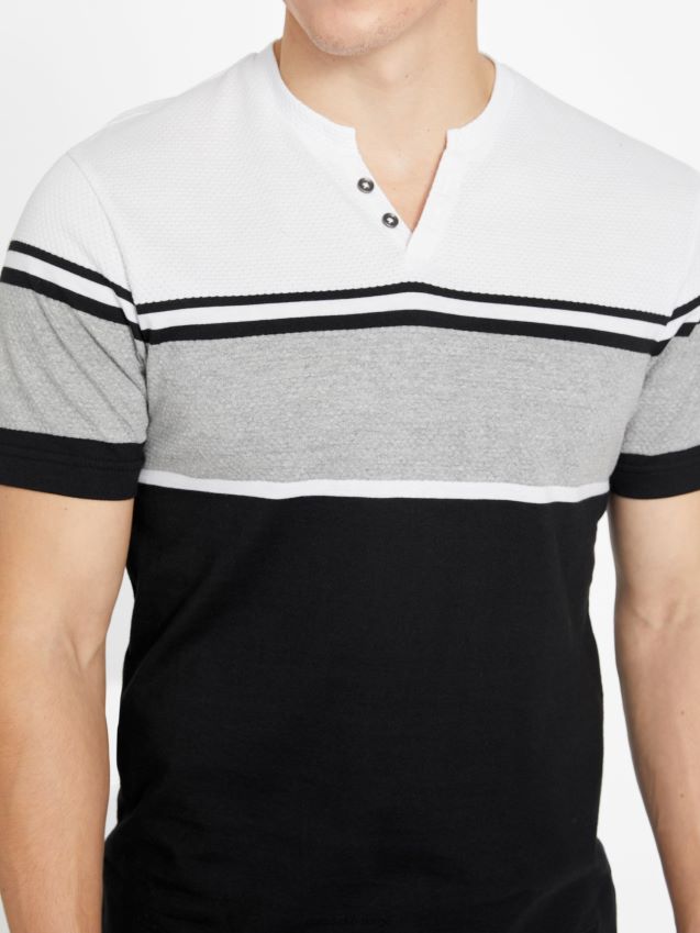 Guess jet black multi chucky stripete t-skjorte med slits jet black multi menn F0LJ808238