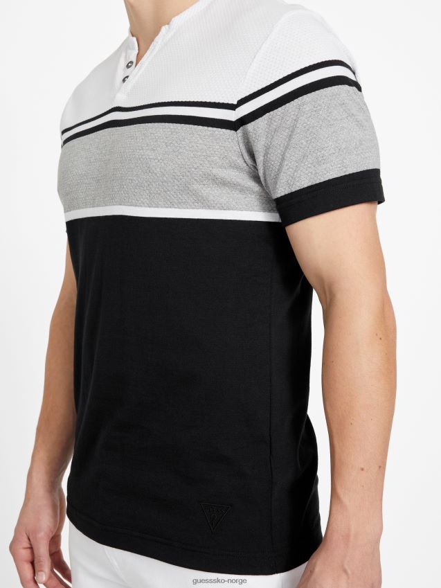 Guess jet black multi chucky stripete t-skjorte med slits jet black multi menn F0LJ808238