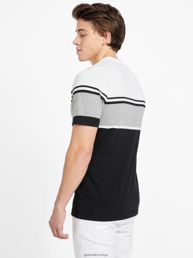 Guess jet black multi chucky stripete t-skjorte med slits jet black multi menn F0LJ808238