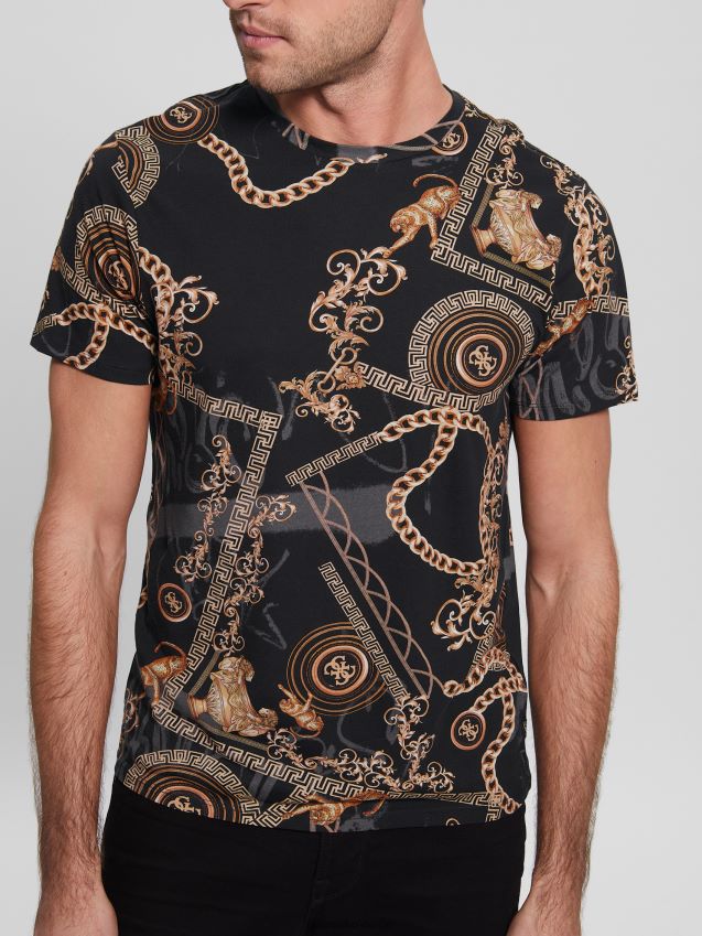 Guess jet black multi eco quattro g t-skjorte jet black multi menn F0LJ8010649