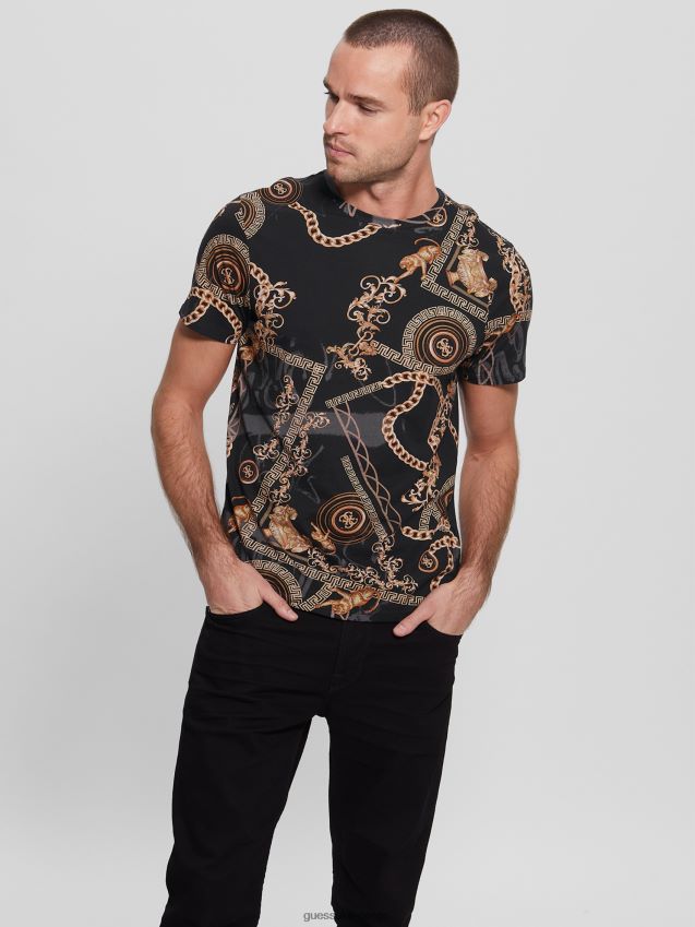 Guess jet black multi eco quattro g t-skjorte jet black multi menn F0LJ8010649