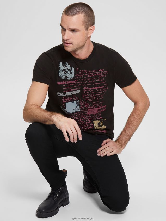 Guess jet black multi-logo tour-t-skjorte jet black multi menn F0LJ8010794