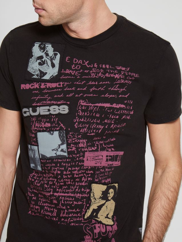 Guess jet black multi-logo tour-t-skjorte jet black multi menn F0LJ8010794