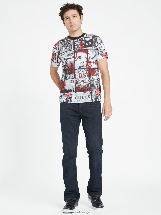 Guess jet black multi ronan collage crewneck t-skjorte jet black multi menn F0LJ808501