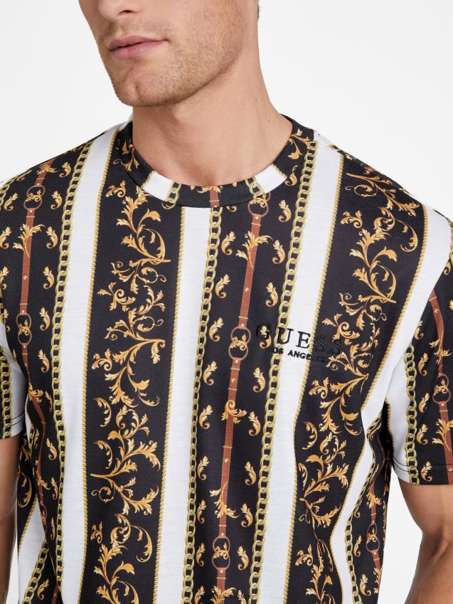 Guess jet black multi seik barokk grafisk t-skjorte jet black multi menn F0LJ808177