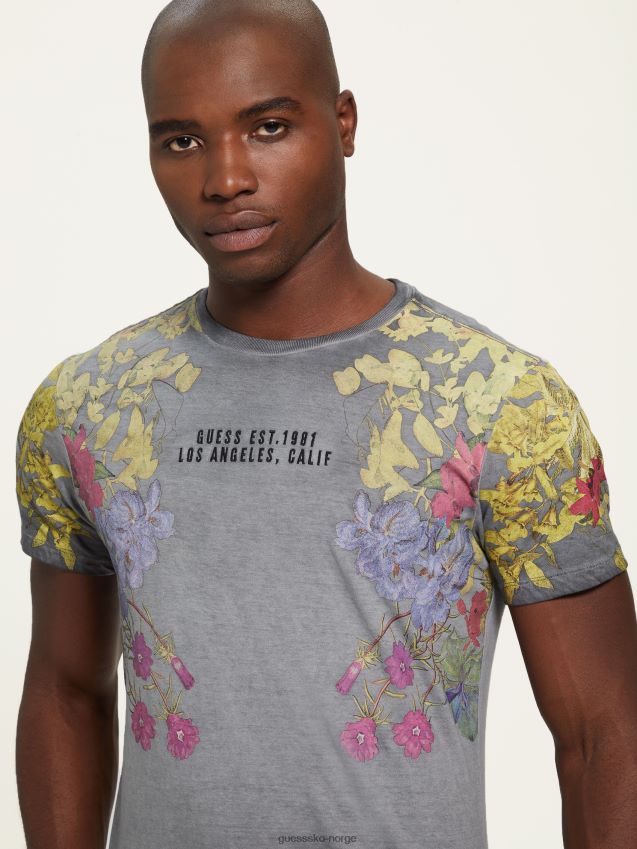 Guess jet black multi-vasket floral grafisk logo-t-skjorte jet black multi menn F0LJ8010836