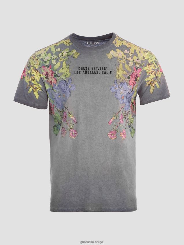 Guess jet black multi-vasket floral grafisk logo-t-skjorte jet black multi menn F0LJ8010836