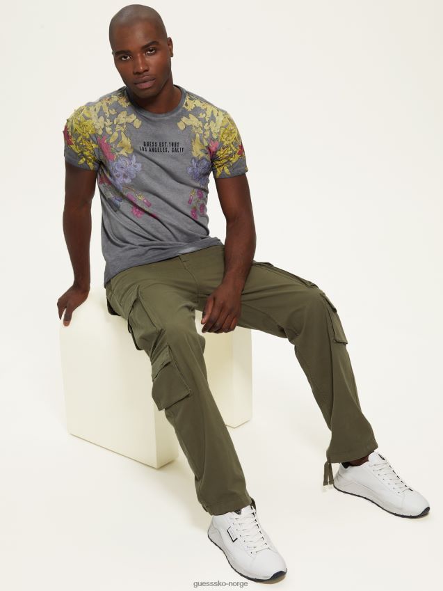 Guess jet black multi-vasket floral grafisk logo-t-skjorte jet black multi menn F0LJ8010836