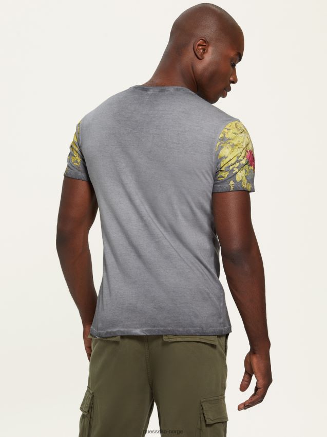 Guess jet black multi-vasket floral grafisk logo-t-skjorte jet black multi menn F0LJ8010836