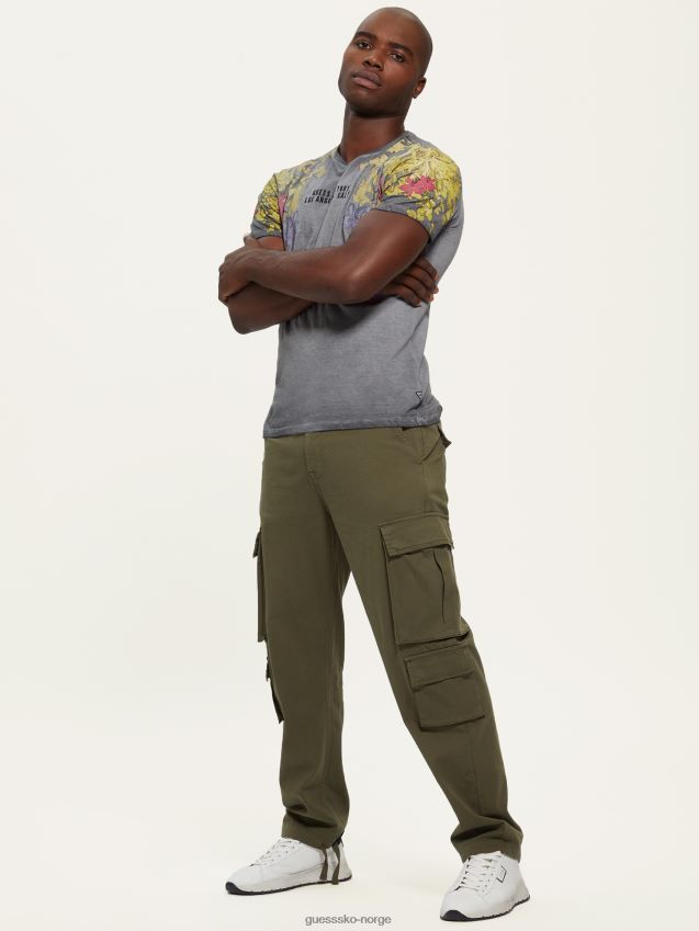 Guess jet black multi-vasket floral grafisk logo-t-skjorte jet black multi menn F0LJ8010836