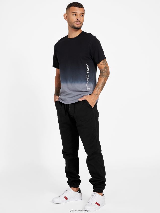 Guess jet black olsen dip-dye t-skjorte kulsvart menn F0LJ808429