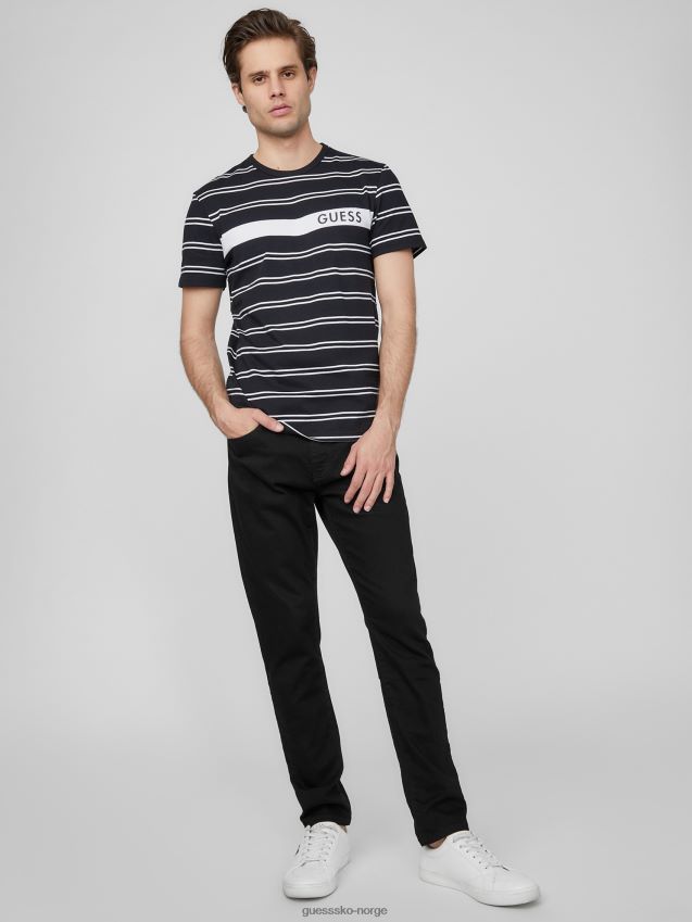 Guess jet black peter stripete t-skjorte kulsvart menn F0LJ808034