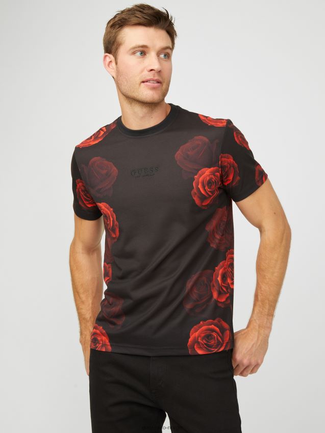 Guess jet black wagner stripete crew tee kulsvart menn F0LJ808453