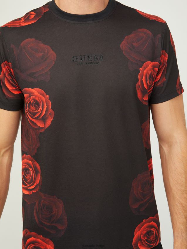 Guess jet black wagner stripete crew tee kulsvart menn F0LJ808453