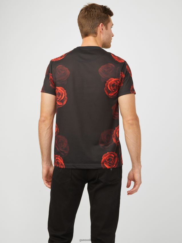 Guess jet black wagner stripete crew tee kulsvart menn F0LJ808453