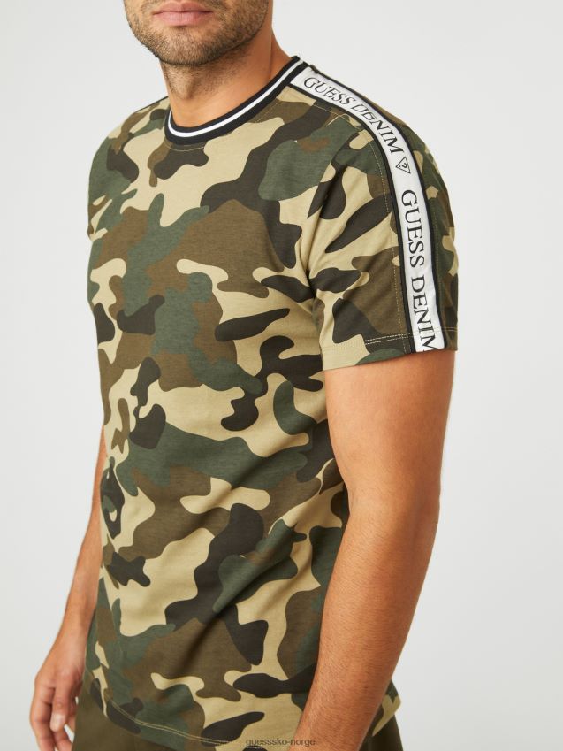 Guess kamuflasje hyatt camo logo t-skjorte kamuflere menn F0LJ808474