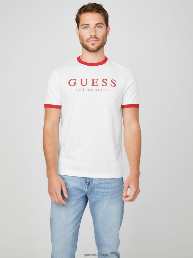 Guess kirk logo crew tee ekte hvit ekte hvit menn F0LJ808236