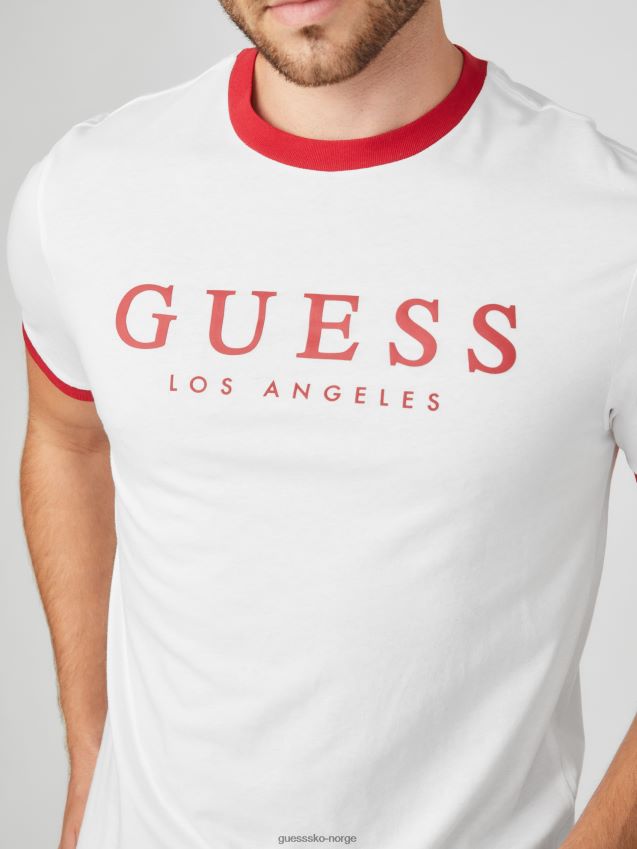 Guess kirk logo crew tee ekte hvit ekte hvit menn F0LJ808236