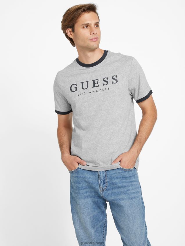Guess kirk logo crewneck t-skjorte lys melert grå lys melert grå menn F0LJ808424