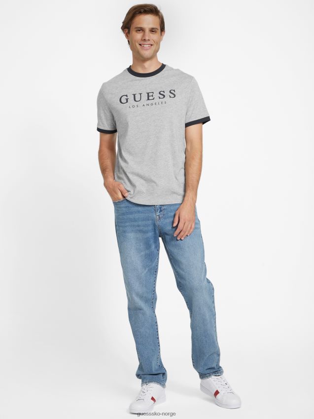 Guess kirk logo crewneck t-skjorte lys melert grå lys melert grå menn F0LJ808424
