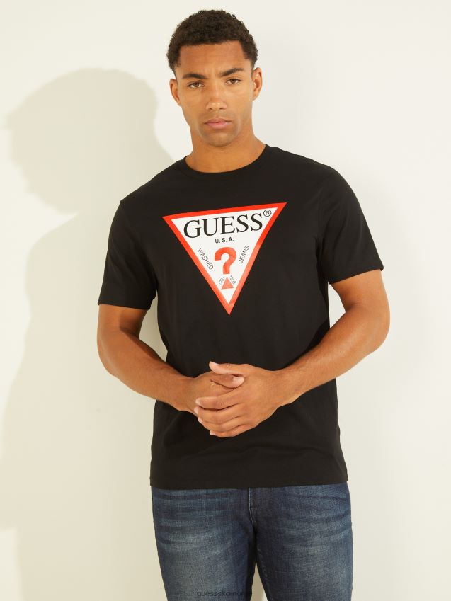 Guess klassisk logo-t-skjorte kulsort kulsvart menn F0LJ8010762
