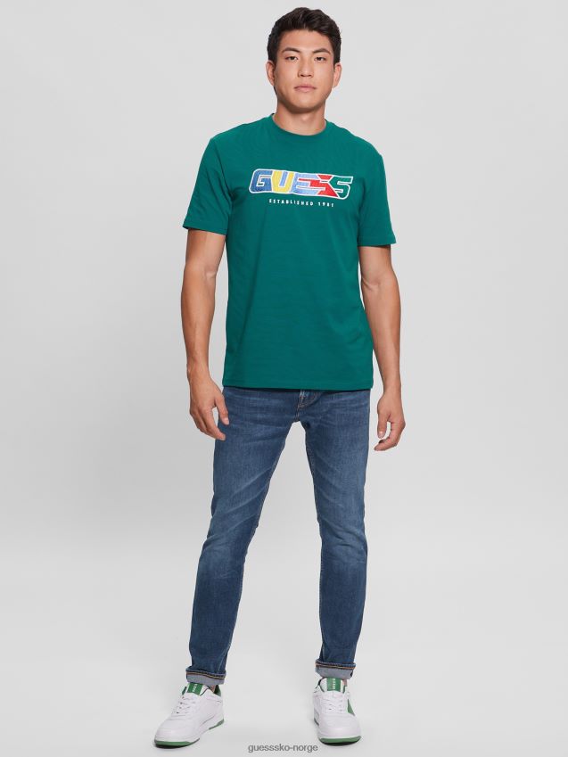 Guess øko brock brodert logo t-skjorte tropisk blågrønn tropisk blågrønn menn F0LJ8010802