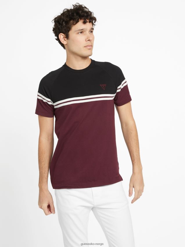 Guess øko kido fargeblokk t-skjorte marmont rød marmont rød menn F0LJ808292