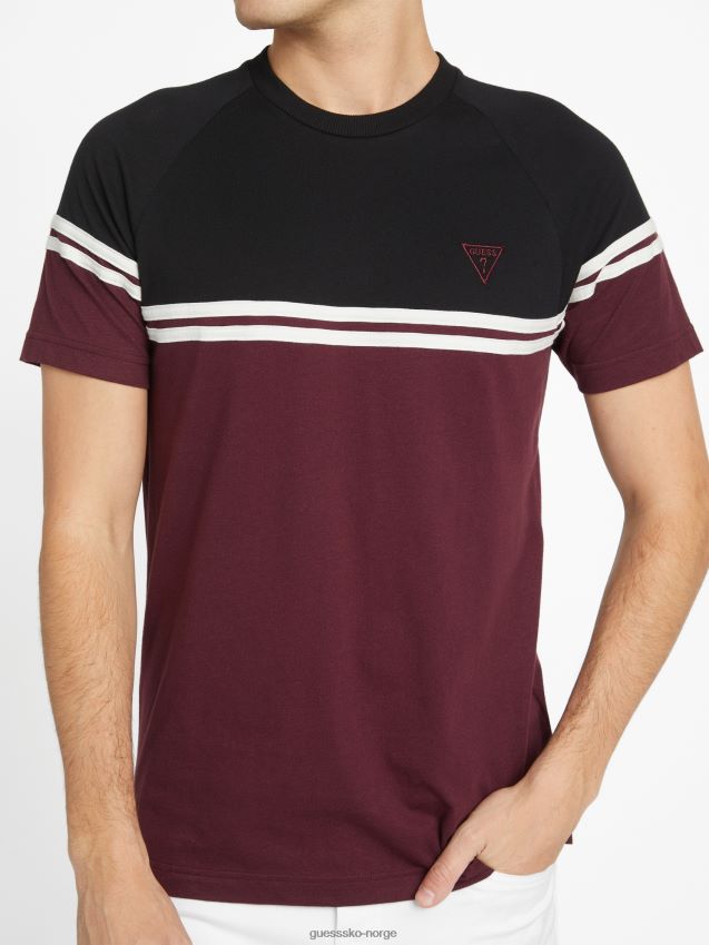 Guess øko kido fargeblokk t-skjorte marmont rød marmont rød menn F0LJ808292