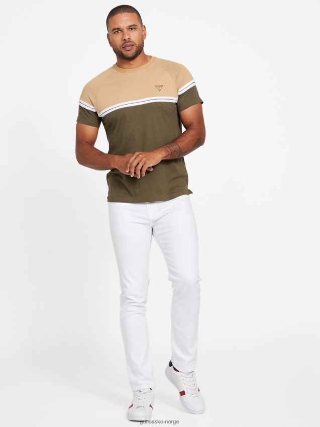 Guess øko kido fargeblokk t-skjorte oliven morgen oliven morgen menn F0LJ808280