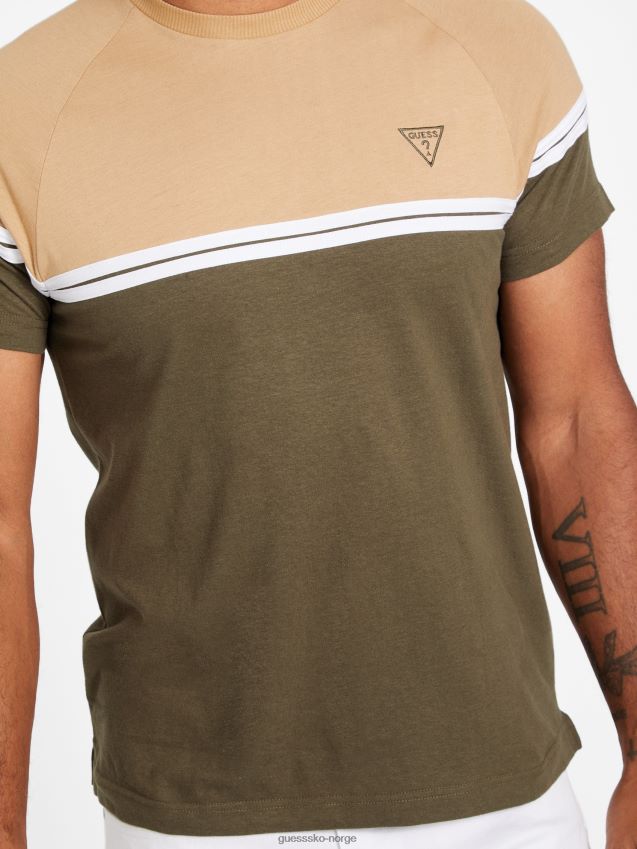 Guess øko kido fargeblokk t-skjorte oliven morgen oliven morgen menn F0LJ808280