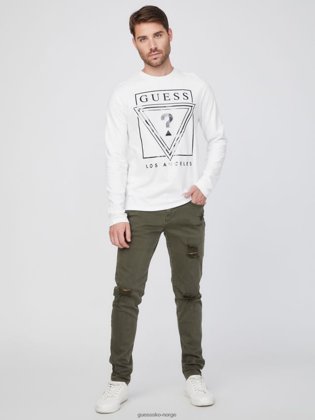 Guess øko-logo langermet t-skjorte ren hvit Ren hvit menn F0LJ808156
