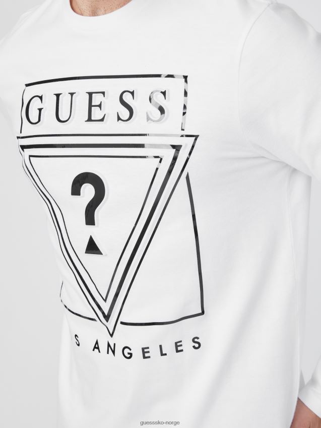 Guess øko-logo langermet t-skjorte ren hvit Ren hvit menn F0LJ808156
