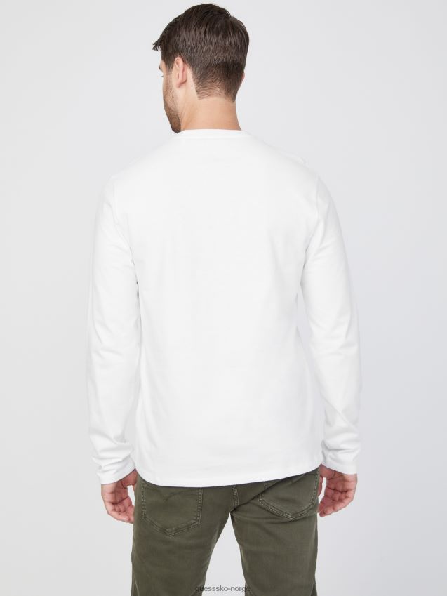 Guess øko-logo langermet t-skjorte ren hvit Ren hvit menn F0LJ808156