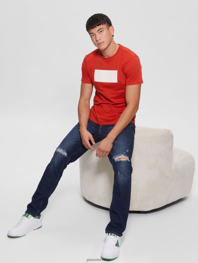Guess øko-logo-t-skjorte vulkanrød vulkan rød menn F0LJ8010755