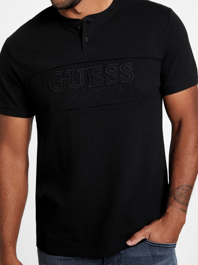 Guess øko otis henley t-skjorte kulsort kulsvart menn F0LJ808547