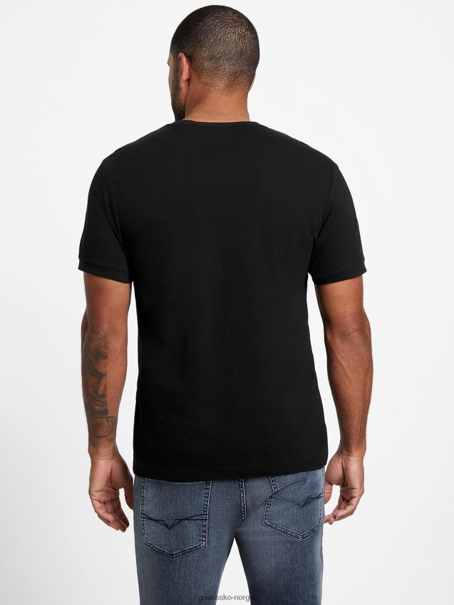 Guess øko otis henley t-skjorte kulsort kulsvart menn F0LJ808547