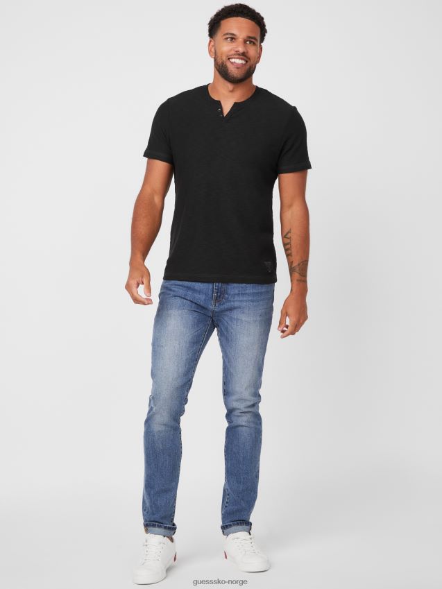 Guess øko ricky split t-skjorte kulsort kulsvart menn F0LJ808298